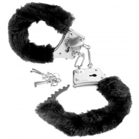 Меховые чёрные наручники Beginner's Furry Cuffs